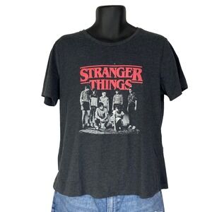 Netflix Stranger Things Graphic T-Shirt Kids XL - Charcoal Grey Cast Photo Tee